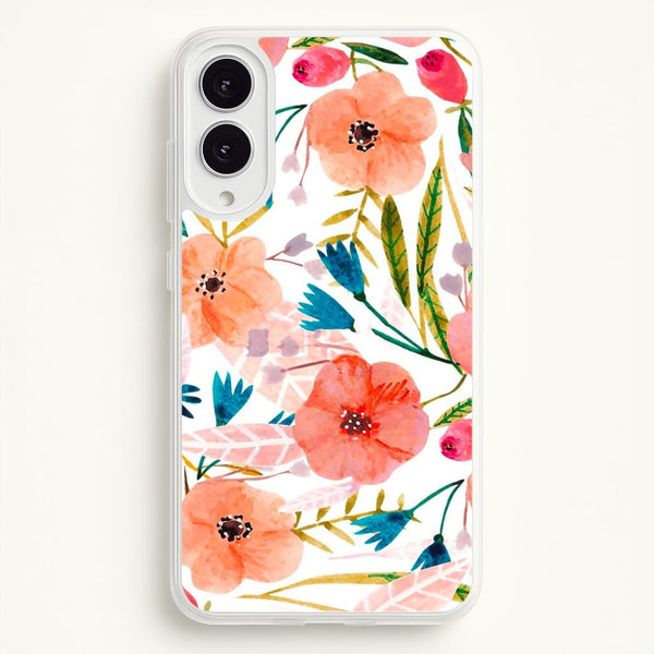 Peach Watercolour Floral Pattern - Floral Phone Case for Galaxy S25 Edge