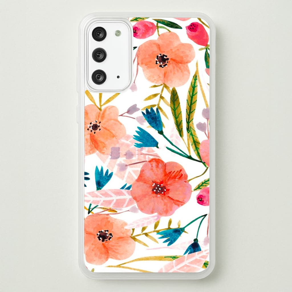 Peach Watercolour Floral Pattern - Floral Phone Case for Galaxy Note 20