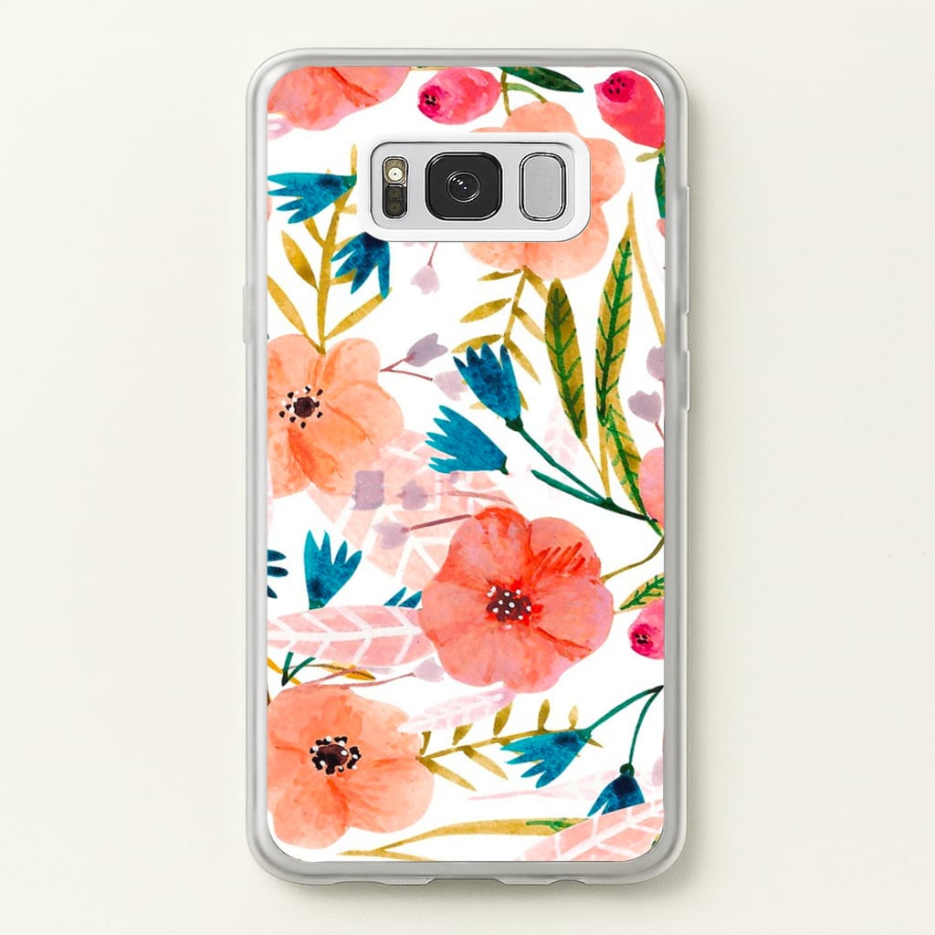 Peach Watercolour Floral Pattern - Floral Phone Case for Galaxy S8