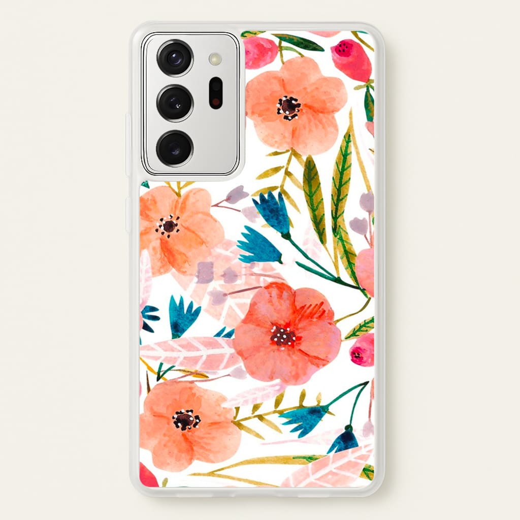 Peach Watercolour Floral Pattern - Floral Phone Case for Galaxy Note 20 Ultra