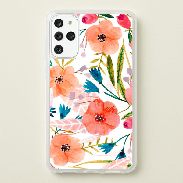 Peach Watercolour Floral Pattern - Floral Phone Case for Galaxy S20 Plus