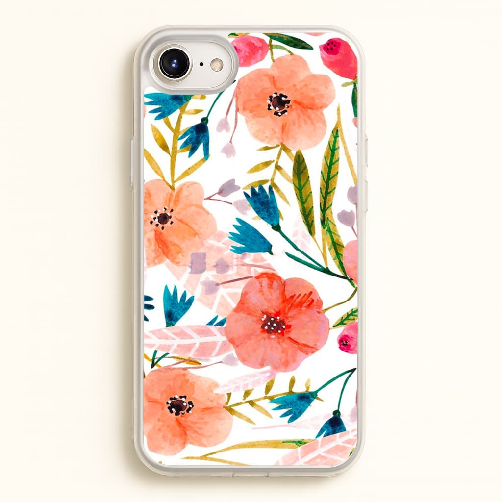 Peach Watercolour Floral Pattern - Floral Phone Case for iPhone 6 / 7 / 8 / SE