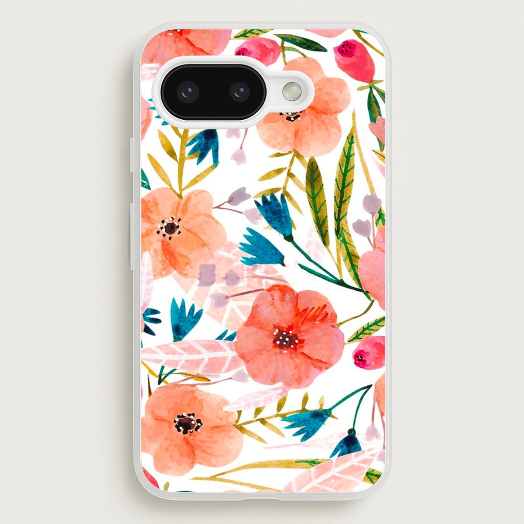 Peach Watercolour Floral Pattern - Floral Phone Case for Google Pixel 9a