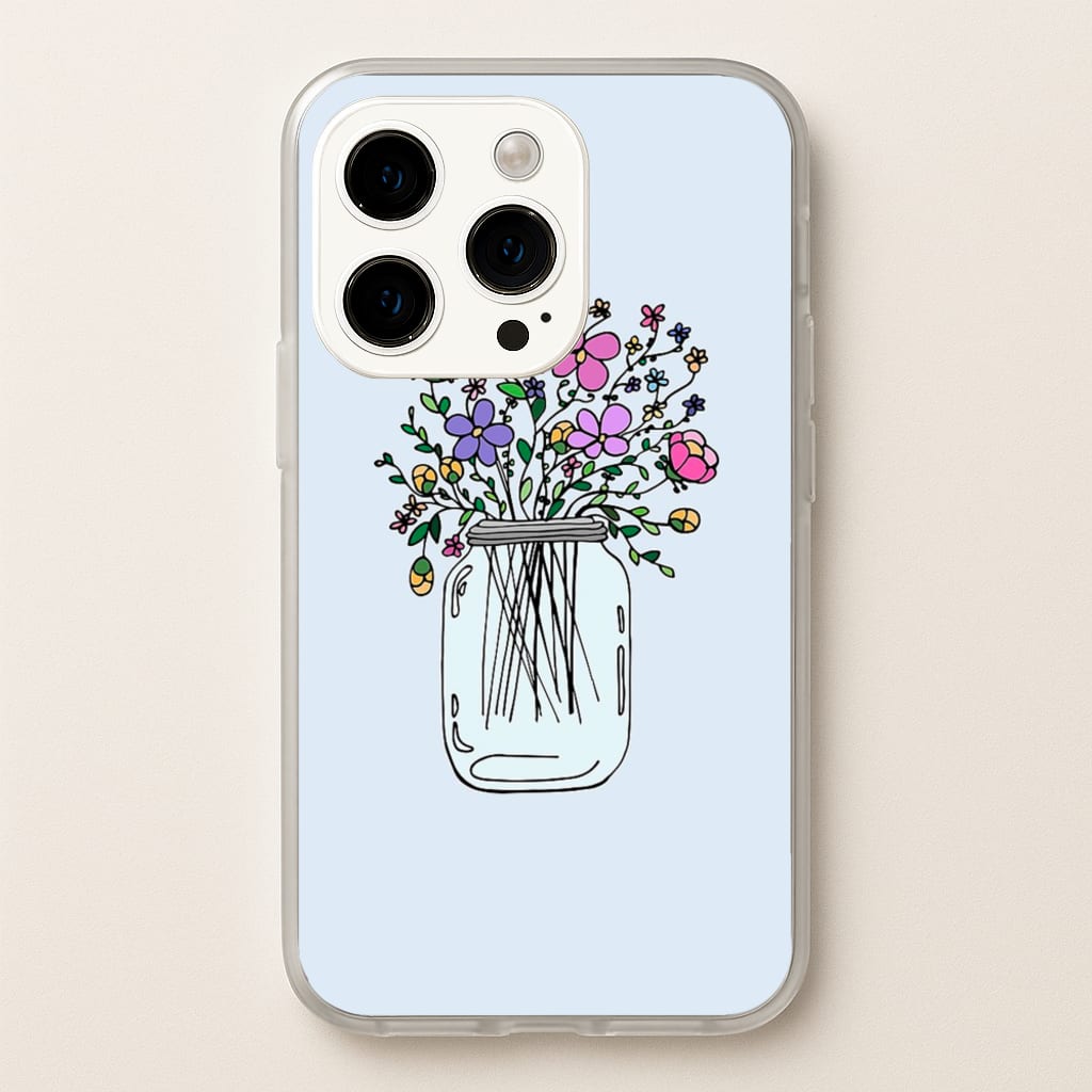 Cartoon Flower Jar - Floral Phone Case for iPhone 15 Pro
