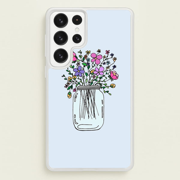 Cartoon Flower Jar - Floral Phone Case for Galaxy S22 Ultra