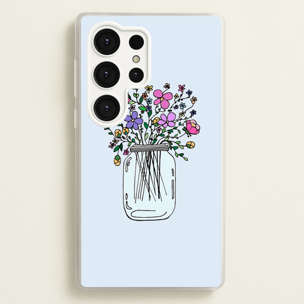 Cartoon Flower Jar - Floral Phone Case for Galaxy S25 Ultra
