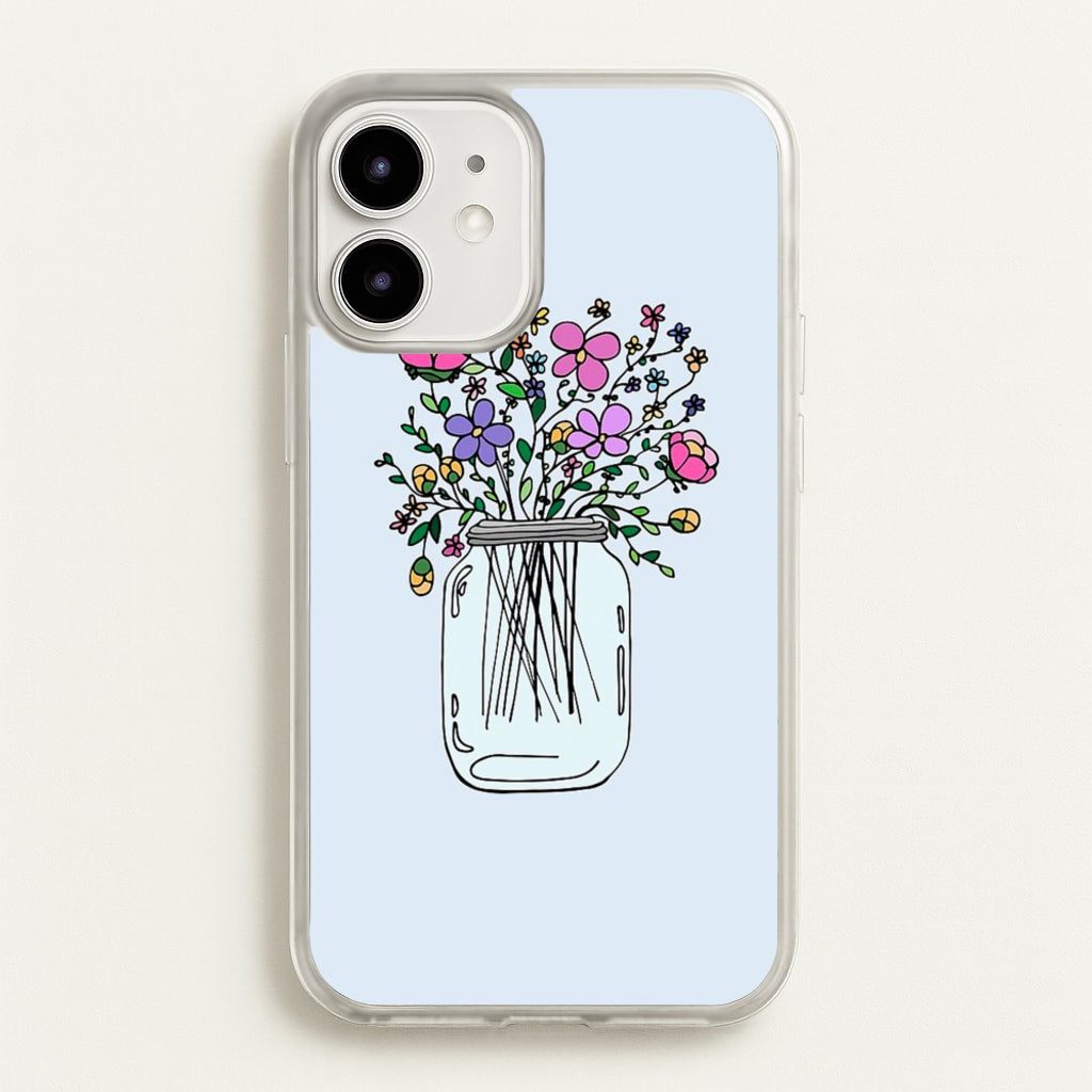 Cartoon Flower Jar - Floral Phone Case for iPhone 12 / 12 Pro