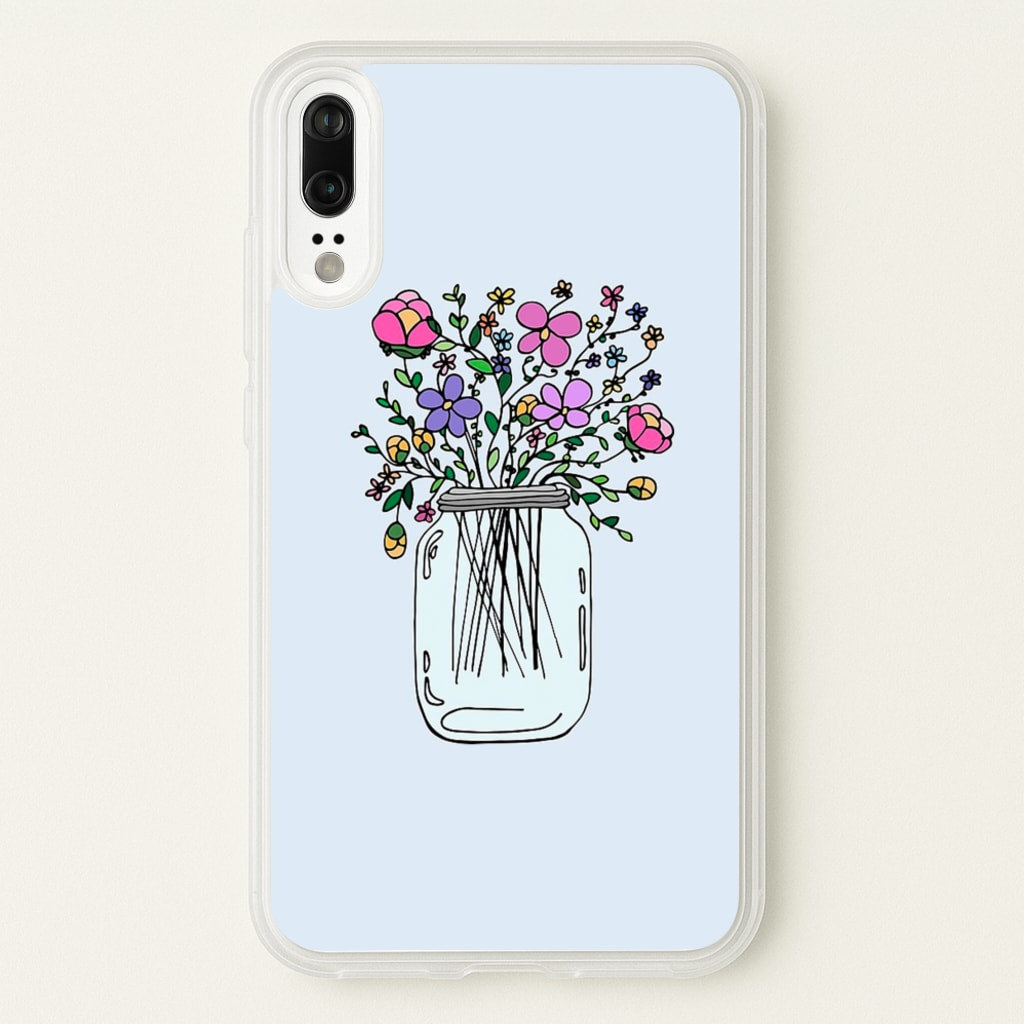 Cartoon Flower Jar - Floral Phone Case for Huawei P20