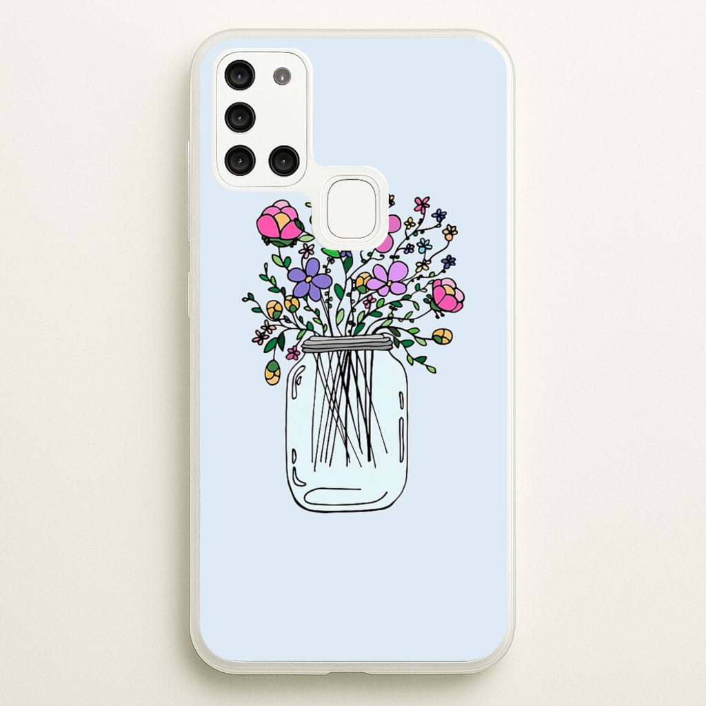Cartoon Flower Jar - Floral Phone Case for Galaxy A21s