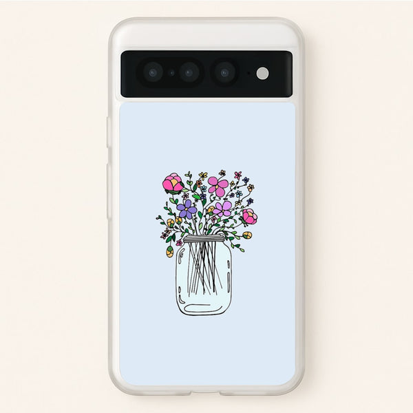 Cartoon Flower Jar - Floral Phone Case for Google Pixel 7 Pro