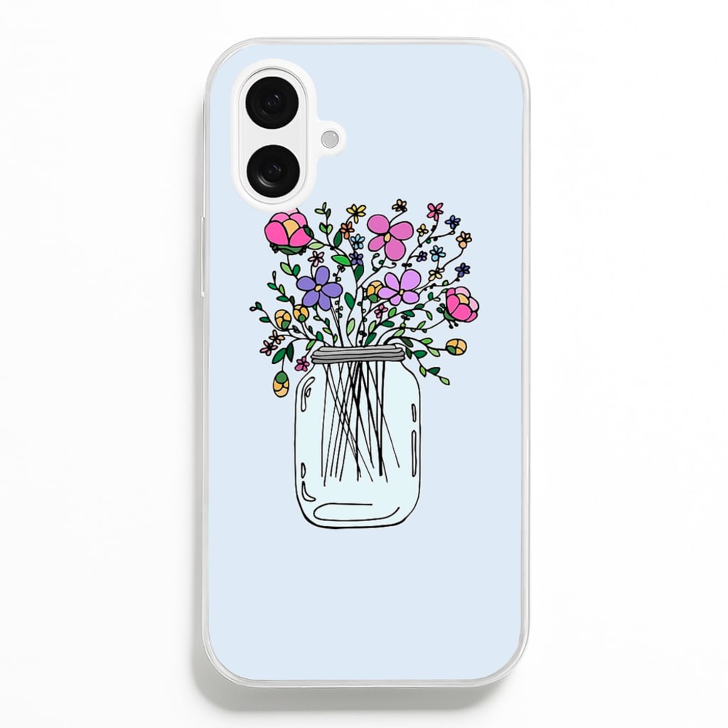 Cartoon Flower Jar - Floral Phone Case for iPhone 16 Plus
