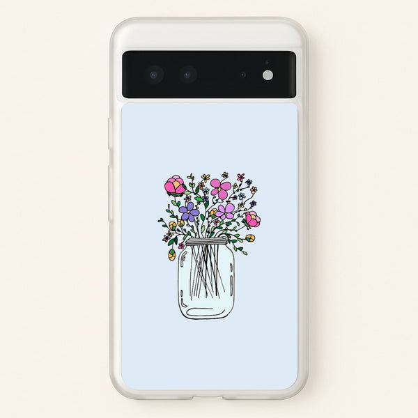 Cartoon Flower Jar - Floral Phone Case for Google Pixel 6