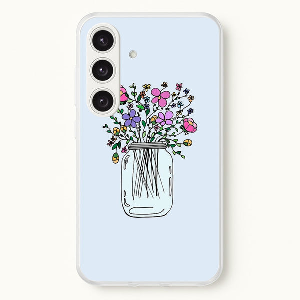 Cartoon Flower Jar - Floral Phone Case for Galaxy S25
