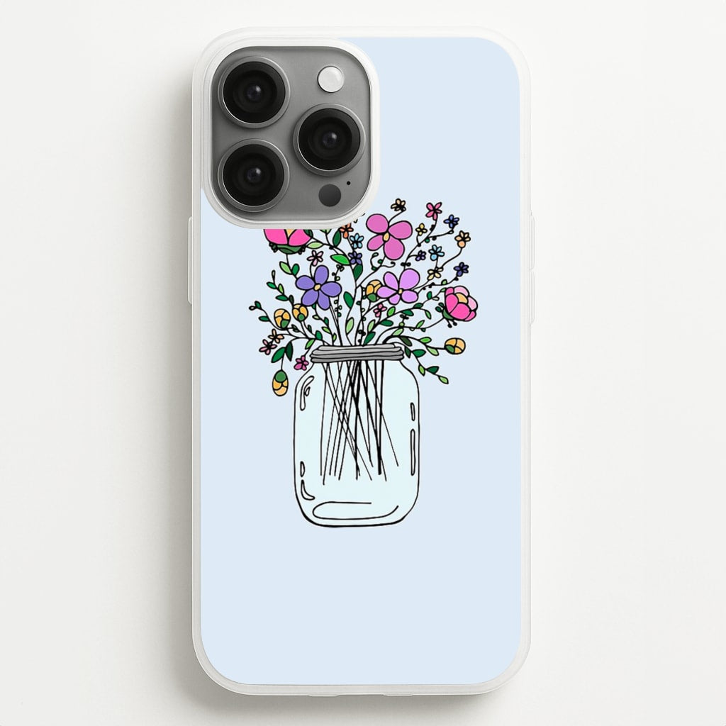 Cartoon Flower Jar - Floral Phone Case for iPhone 13 Pro Max