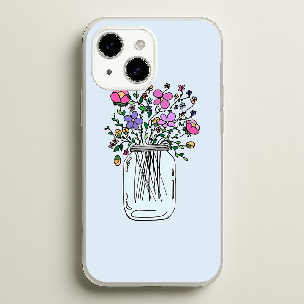 Cartoon Flower Jar - Floral Phone Case for iPhone 14