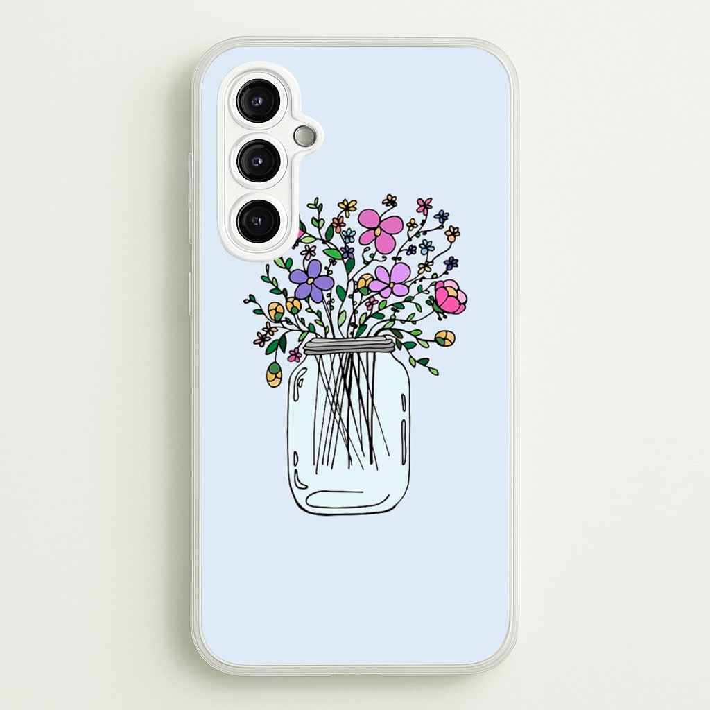 Cartoon Flower Jar - Floral Phone Case for Galaxy A14