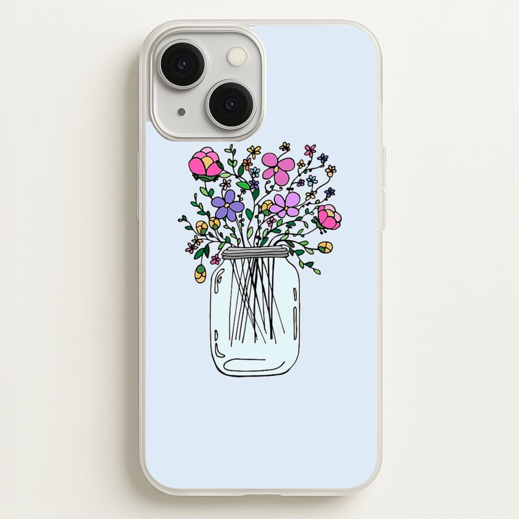 Cartoon Flower Jar - Floral Phone Case for iPhone 13 Mini