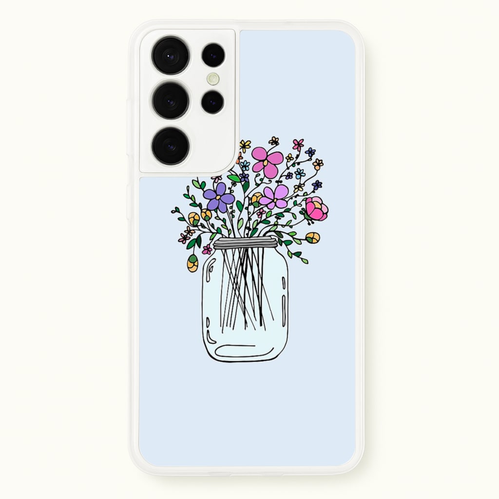 Cartoon Flower Jar - Floral Phone Case for Galaxy S21 Ultra