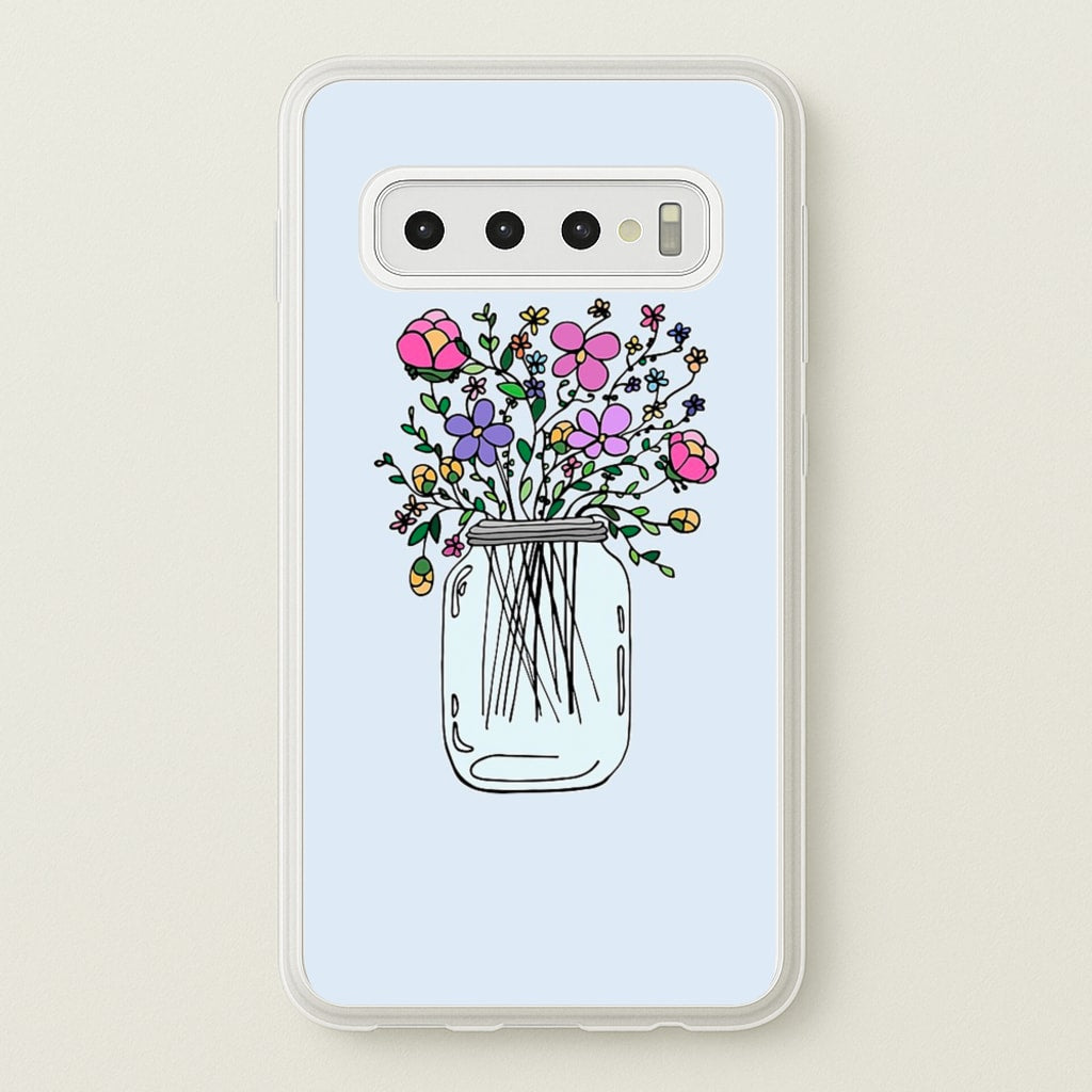 Cartoon Flower Jar - Floral Phone Case for Galaxy S10 Plus