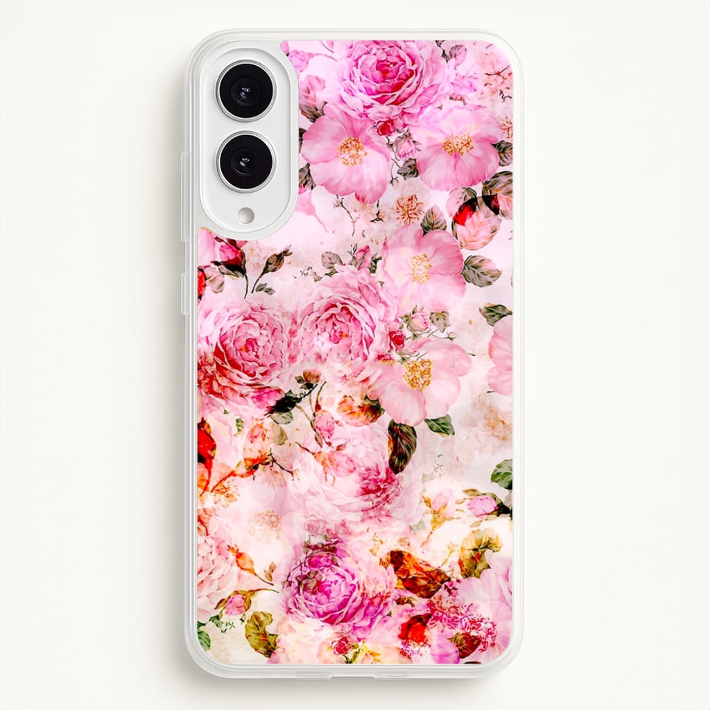 Pretty Pink Chic Floral Pattern - Floral Phone Case for Galaxy S25 Edge