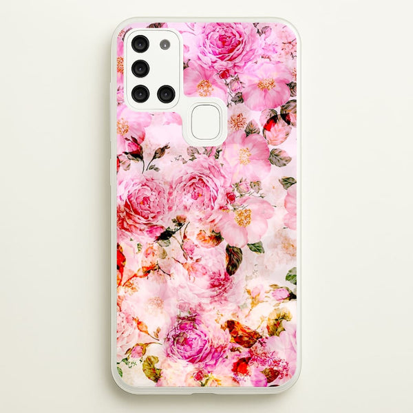 Pretty Pink Chic Floral Pattern - Floral Phone Case for Galaxy A21s