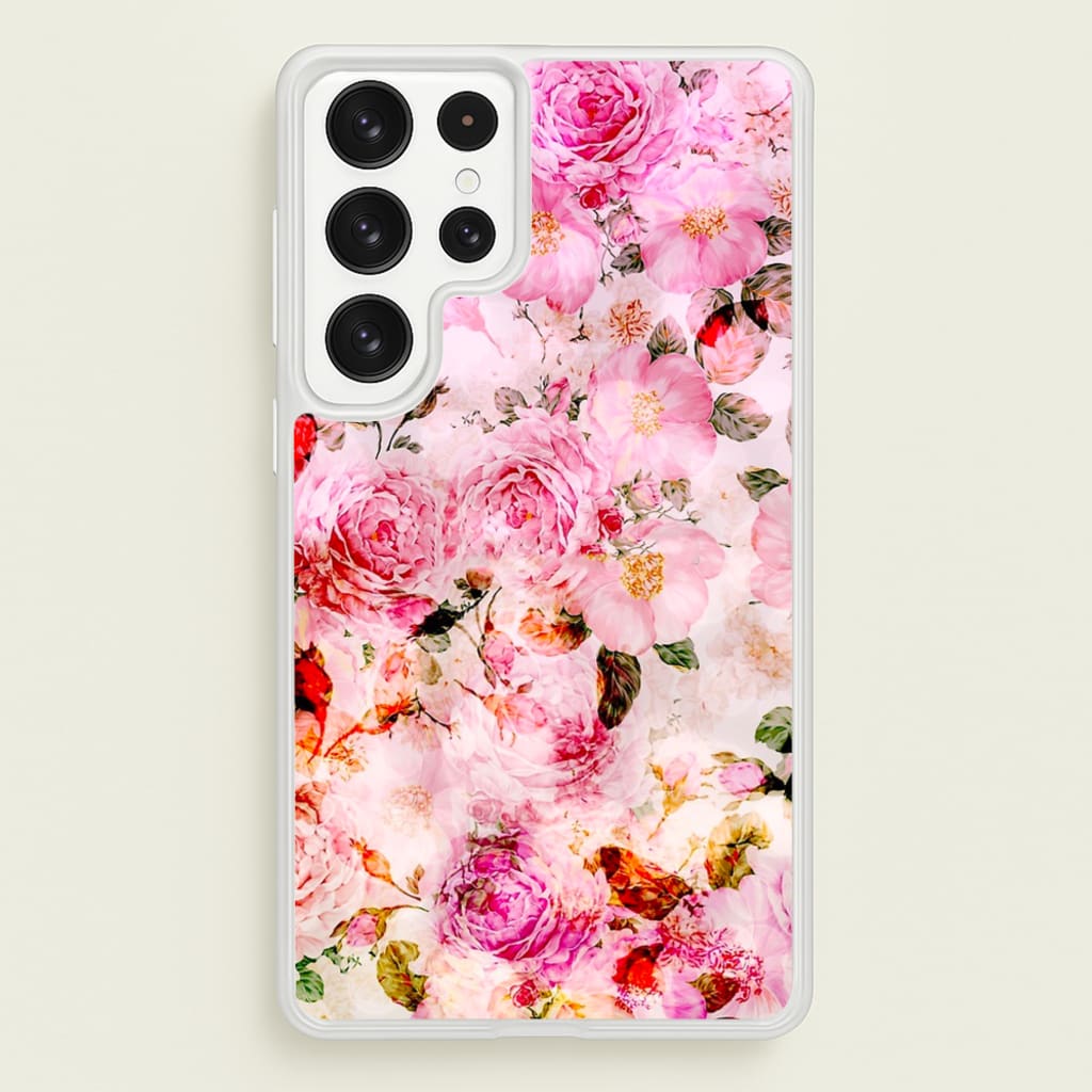 Pretty Pink Chic Floral Pattern - Floral Phone Case for Galaxy S22 Ultra