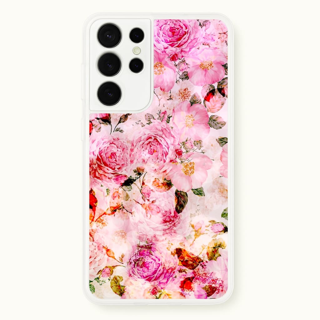 Pretty Pink Chic Floral Pattern - Floral Phone Case for Galaxy S21 Ultra