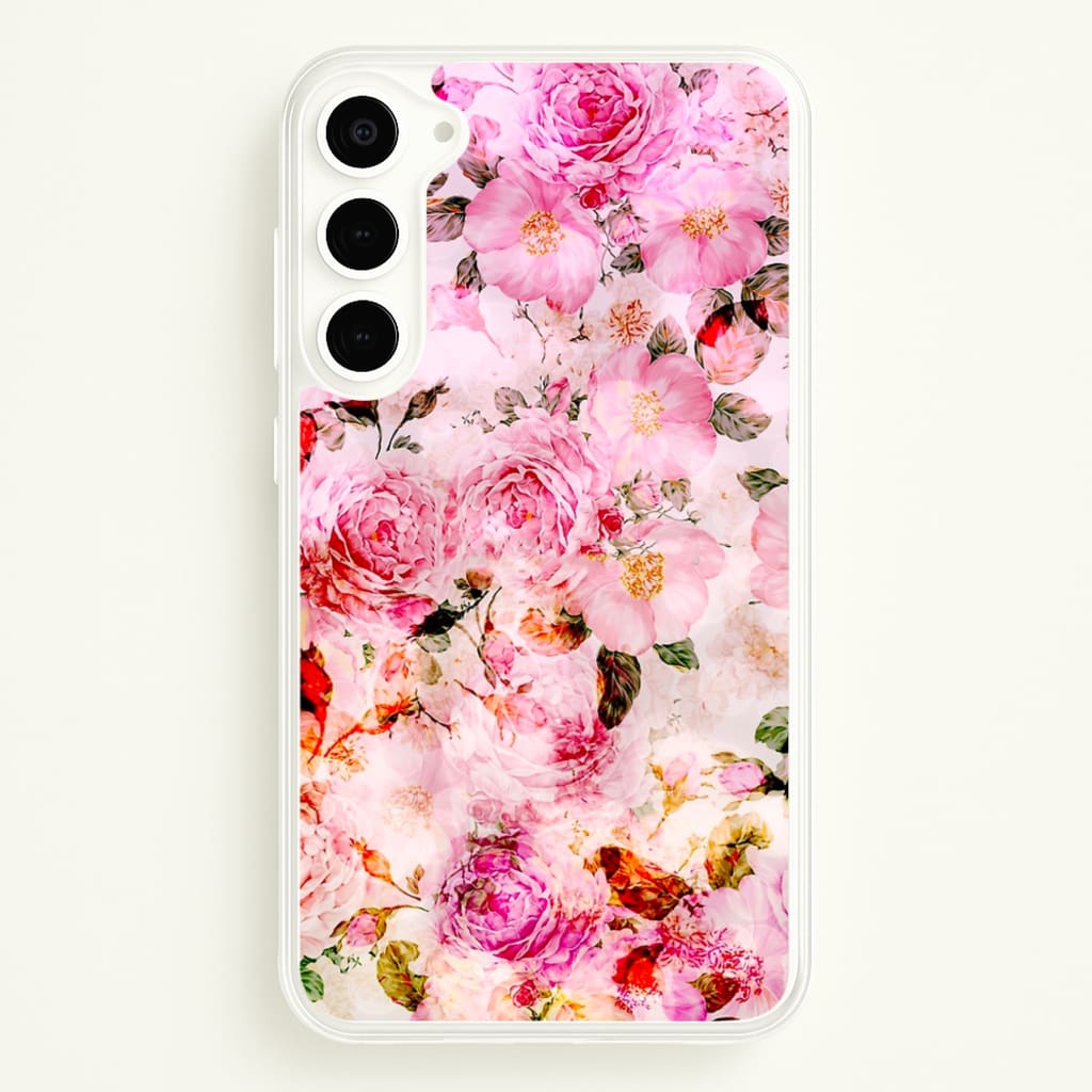 Pretty Pink Chic Floral Pattern - Floral Phone Case for Galaxy S23 Plus