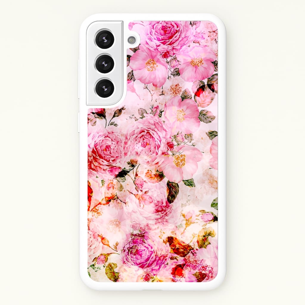 Pretty Pink Chic Floral Pattern - Floral Phone Case for Galaxy S22 Plus