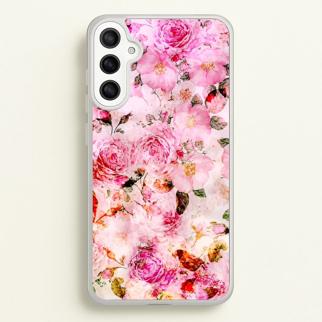 Pretty Pink Chic Floral Pattern - Floral Phone Case for Galaxy A34