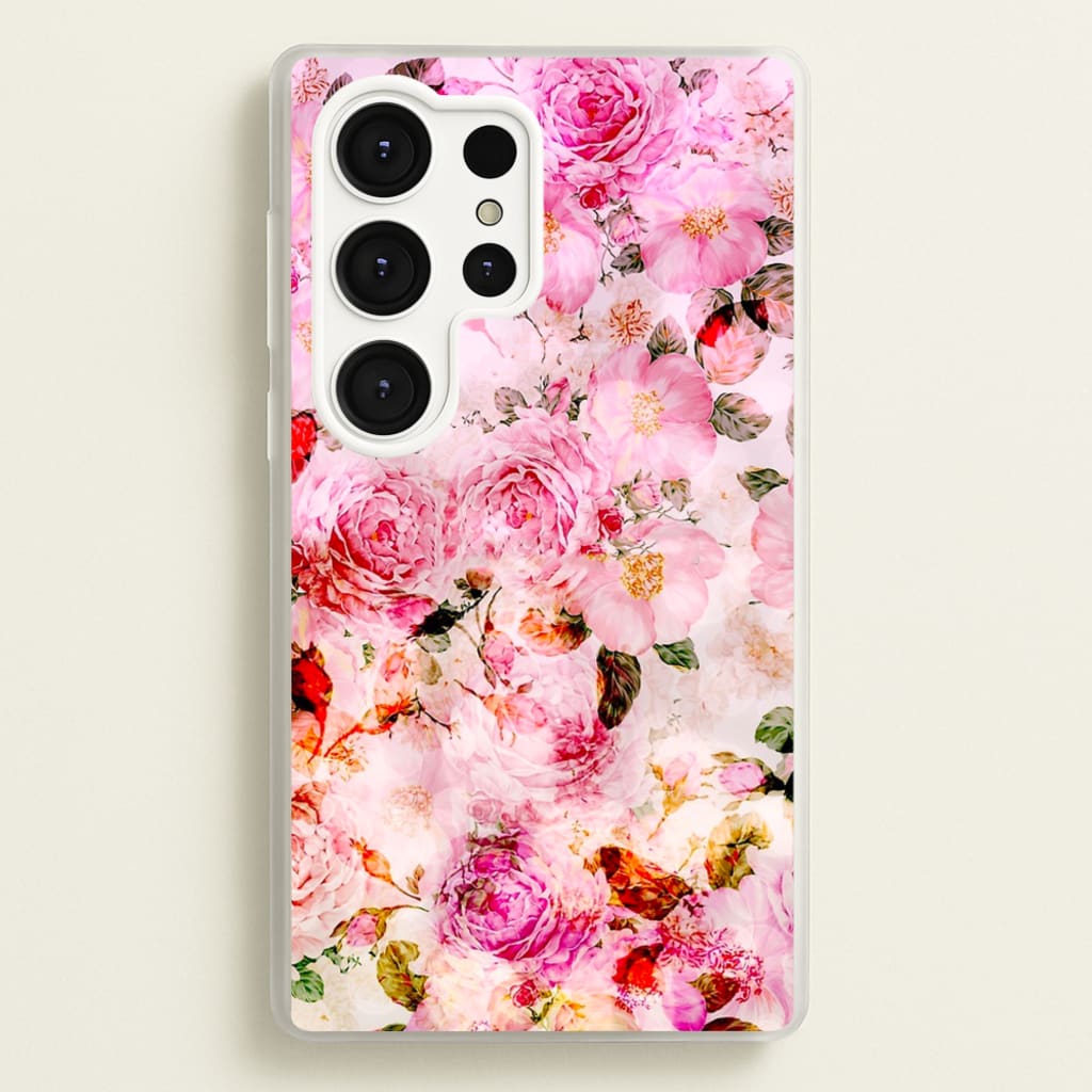 Pretty Pink Chic Floral Pattern - Floral Phone Case for Galaxy S25 Ultra