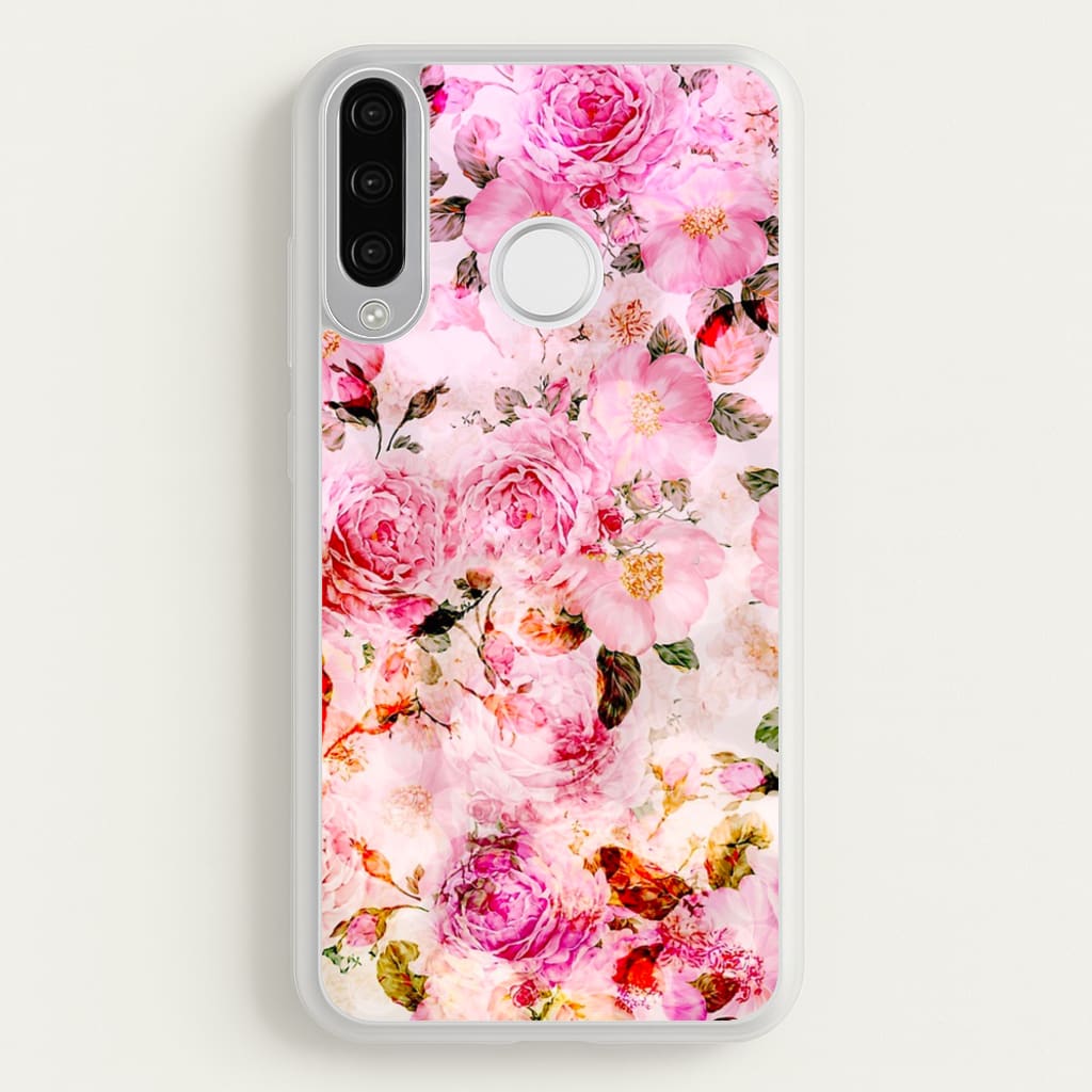 Pretty Pink Chic Floral Pattern - Floral Phone Case for Huawei P30 Lite