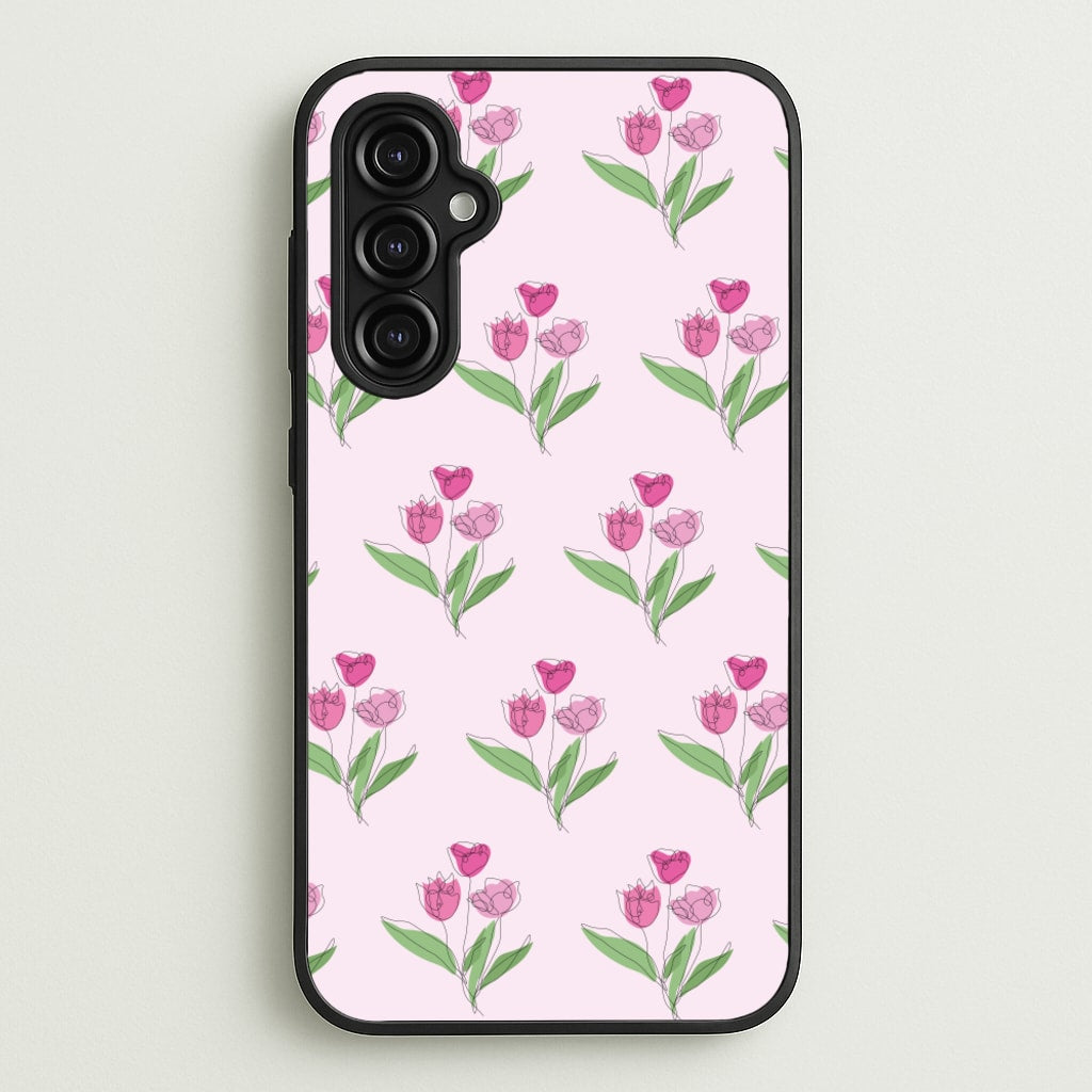 Pink Pattern - Floral - Floral Phone Case for Galaxy A14