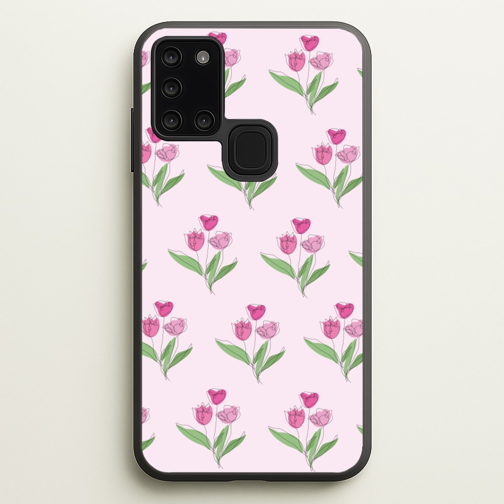 Pink Pattern - Floral - Floral Phone Case for Galaxy A21s