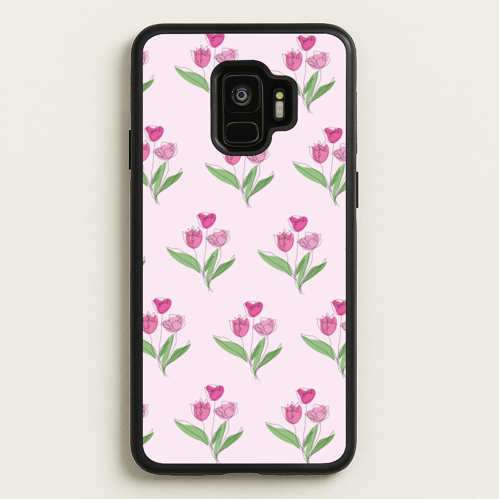 Pink Pattern - Floral - Floral Phone Case for Galaxy S9