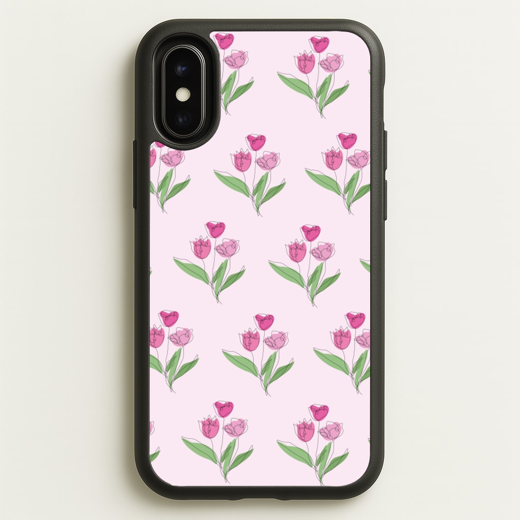 Pink Pattern - Floral - Floral Phone Case for iPhone X / XS