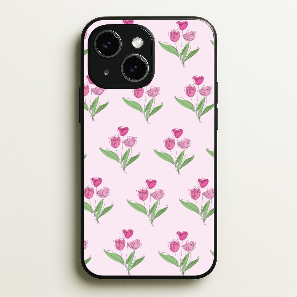 Pink Pattern - Floral - Floral Phone Case for iPhone 15 Plus