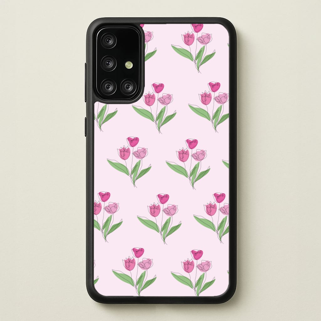 Pink Pattern - Floral - Floral Phone Case for Galaxy A71