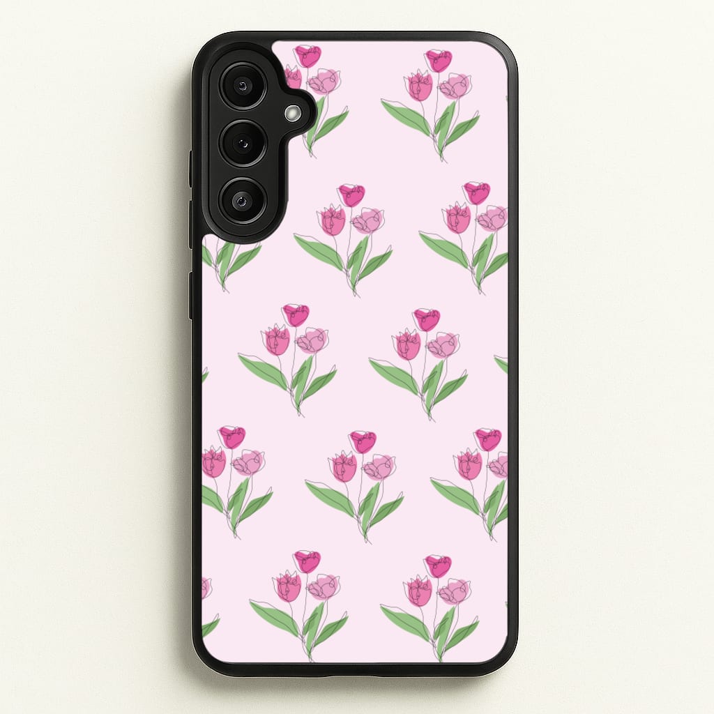 Pink Pattern - Floral - Floral Phone Case for Galaxy A34