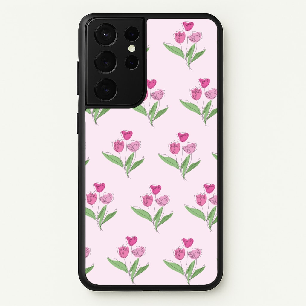 Pink Pattern - Floral - Floral Phone Case for Galaxy S21 Ultra