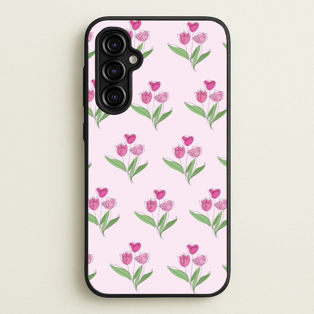 Pink Pattern - Floral - Floral Phone Case for Galaxy A54