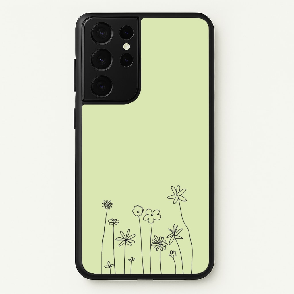 Floral Outline - Floral - Floral Phone Case for Galaxy S21 Ultra