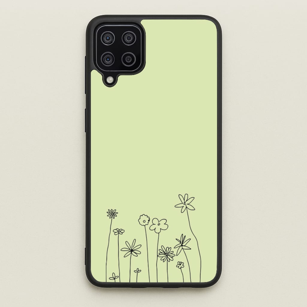 Floral Outline - Floral - Floral Phone Case for Galaxy A12