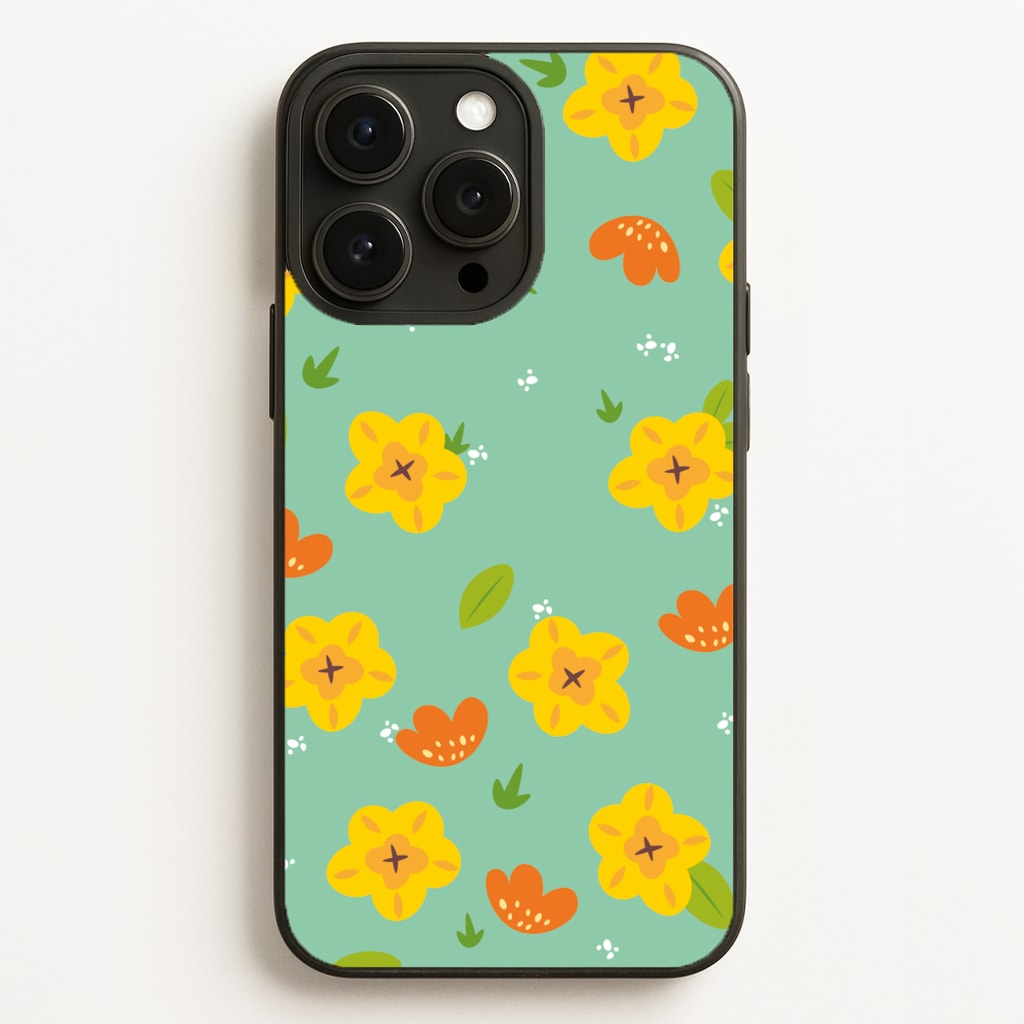 Yellow And Orange Pattern - Floral - Floral Phone Case for iPhone 16 Pro Max