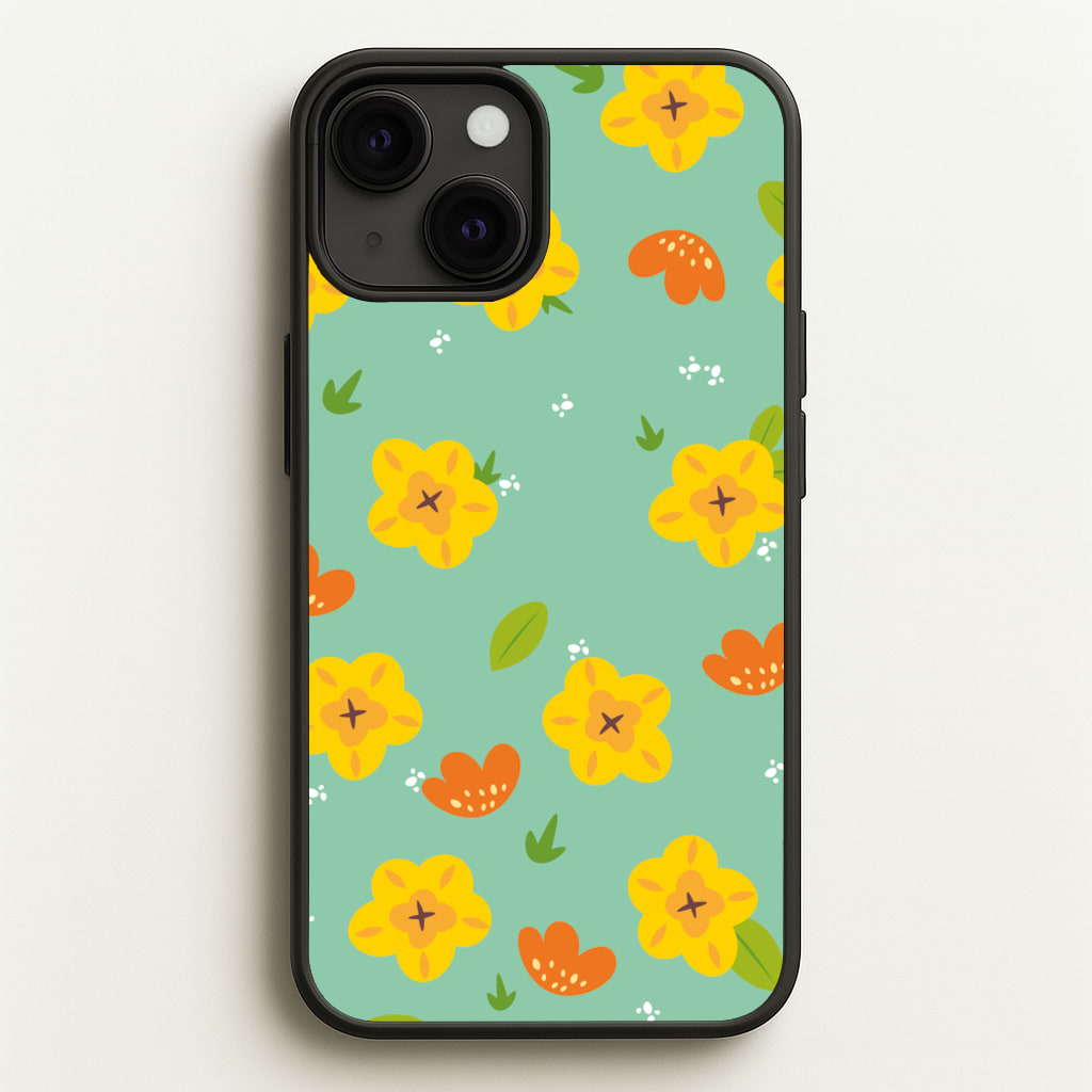 Yellow And Orange Pattern - Floral - Floral Phone Case for iPhone 13 Mini
