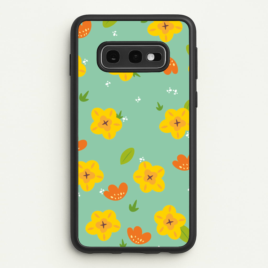 Yellow And Orange Pattern - Floral - Floral Phone Case for Galaxy S10e