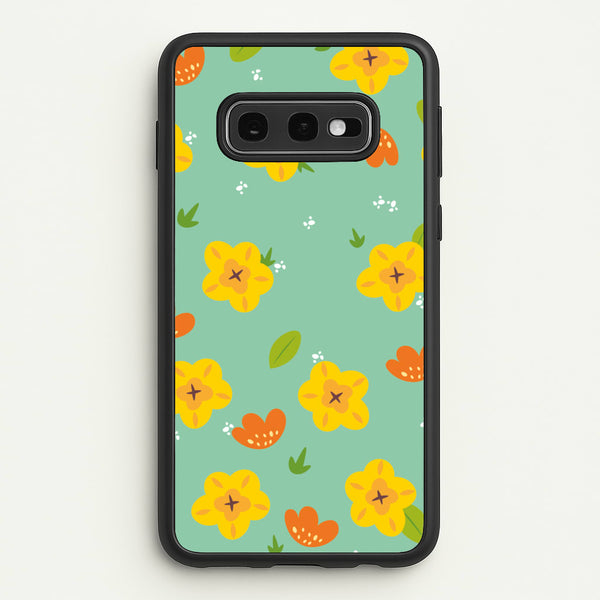 Yellow And Orange Pattern - Floral - Floral Phone Case for Galaxy S10e