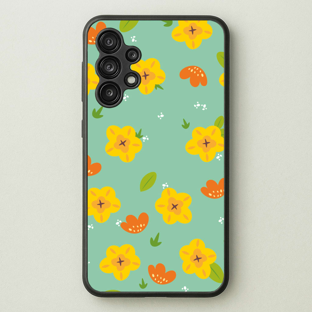 Yellow And Orange Pattern - Floral - Floral Phone Case for Galaxy A13