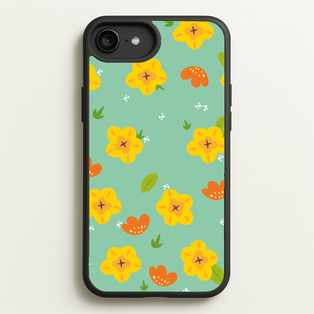 Yellow And Orange Pattern - Floral - Floral Phone Case for iPhone 6 Plus / 7 Plus / 8 Plus