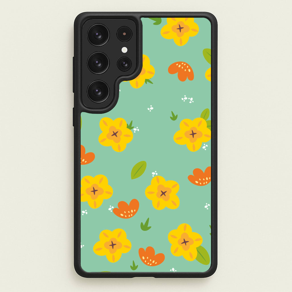Yellow And Orange Pattern - Floral - Floral Phone Case for Galaxy S22 Ultra